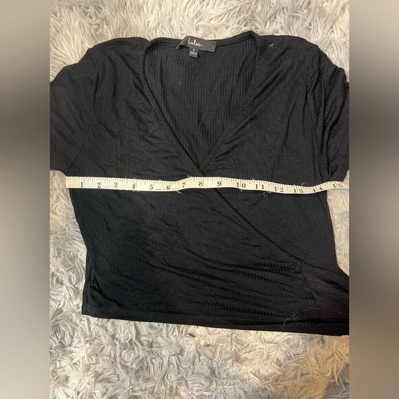 Lulus Black Wrap Tie Crop Top Small​ - Picture 3 of 5